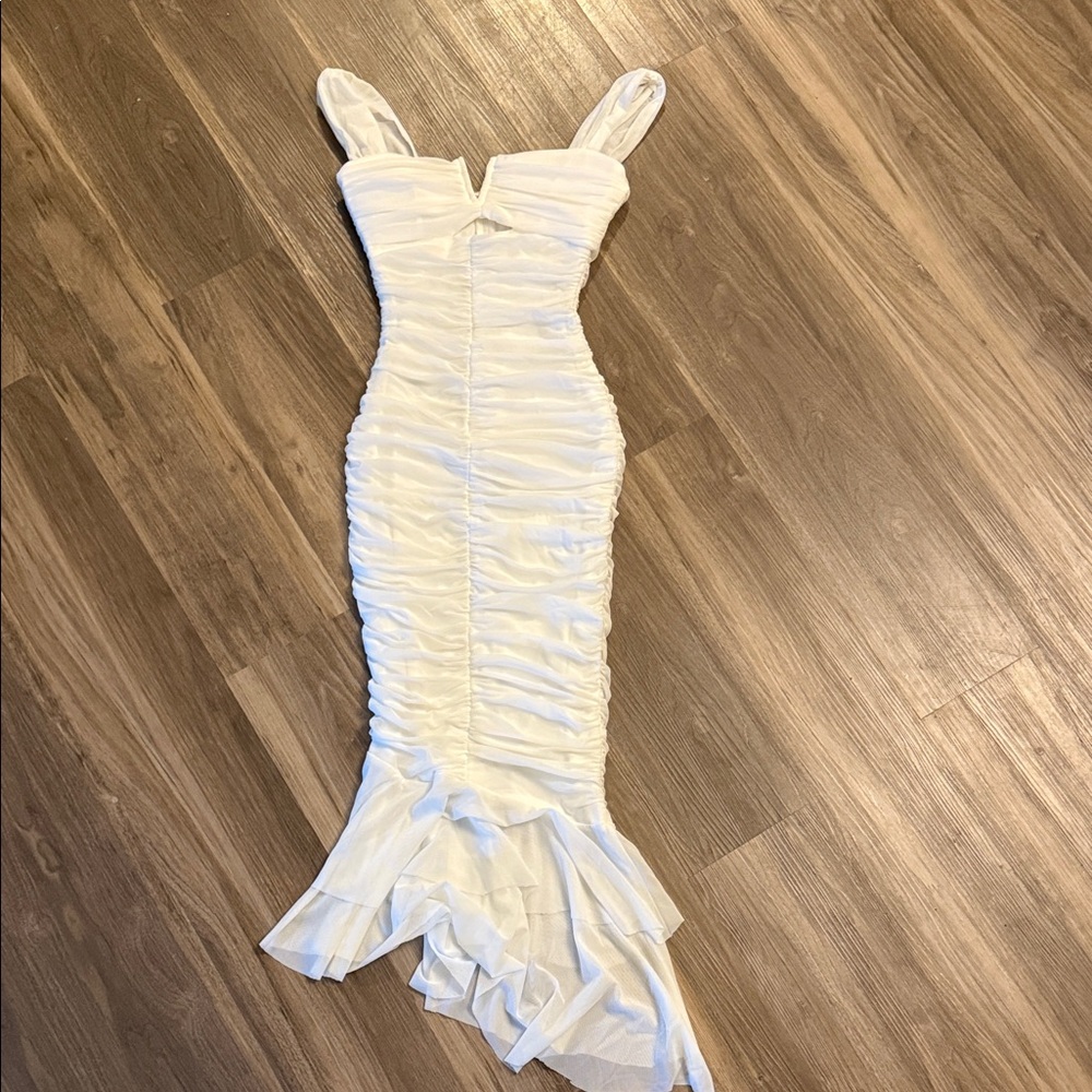 Hello Molly White Ruched Dress